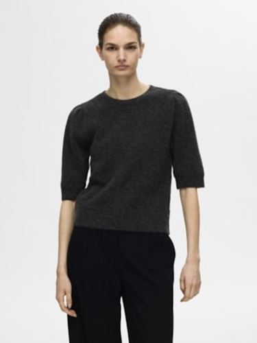 Tröjor/Koftor - Slflulu open back knit o-neck – volcanic ash/melange